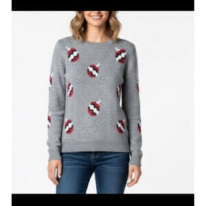 NWOT Cupcakes & Cashmere Holiday Ornament Sweater Gray Christmas Sz S
